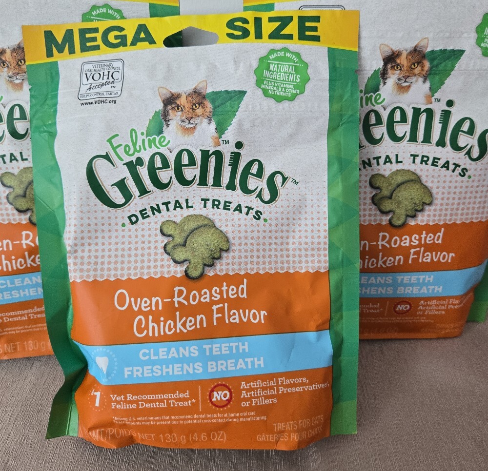 Feline Greenies Dental Treats – MEGA Size 3‑Pack (Oven‑Roasted Chicken Exp 4/27) - Picture 2 of 6